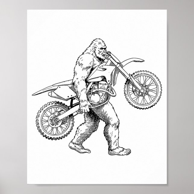 Bigfoot Dirt Bike Sasquatch Biker  Poster (Vorne)