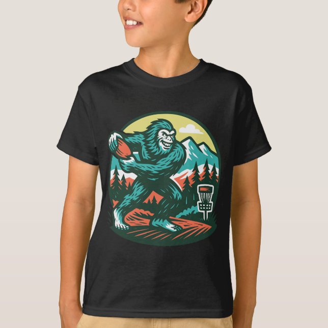 Bigfoot Disc Golfer Sasquatch Disc Golf Retro  T-Shirt (Vorderseite)