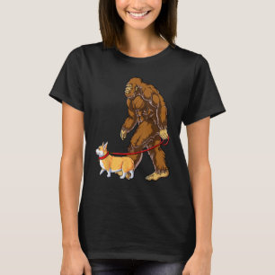Bigfoot Dog Walk Corgi Funny Sasquatch Lovers Männ T-Shirt