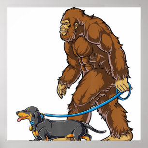 Bigfoot Dog Walk Dackel T Sasquatch Kinder Männer  Poster