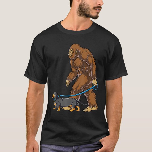 Bigfoot Dog Wandern Dackel T Shirt Sasquatch Kinde (Vorderseite)