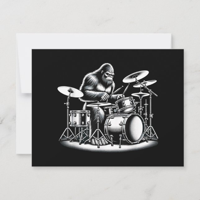 Bigfoot Drummer Sasquatch Playing Drums Musician B (Vorderseite)