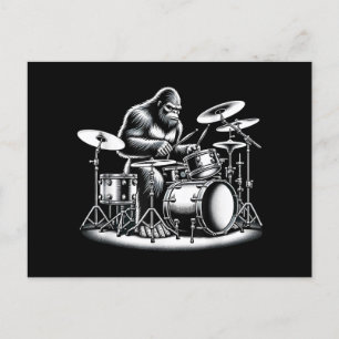 Bigfoot Drummer Sasquatch Playing Drums Musician B Feiertagspostkarte