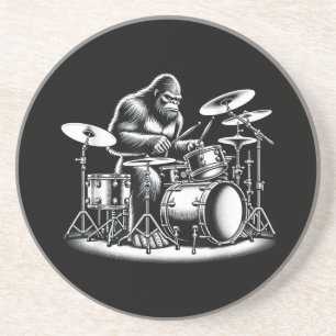 Bigfoot Drummer Sasquatch Playing Drums Musician B Getränkeuntersetzer