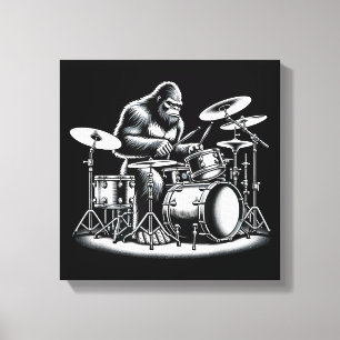Bigfoot Drummer Sasquatch Playing Drums Musician B Leinwanddruck