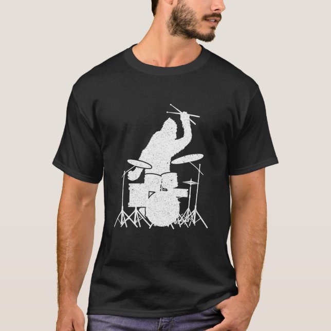 Bigfoot Drumstick Sasquatch Drummer Drummer Drums T-Shirt (Vorderseite)