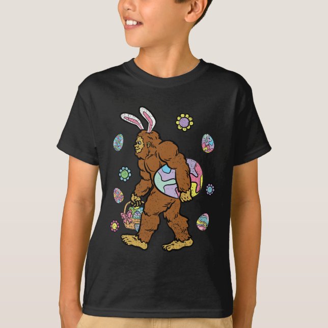 Bigfoot Egg Jagen Osterfest Sonnige Ohren Frühling T-Shirt (Vorderseite)