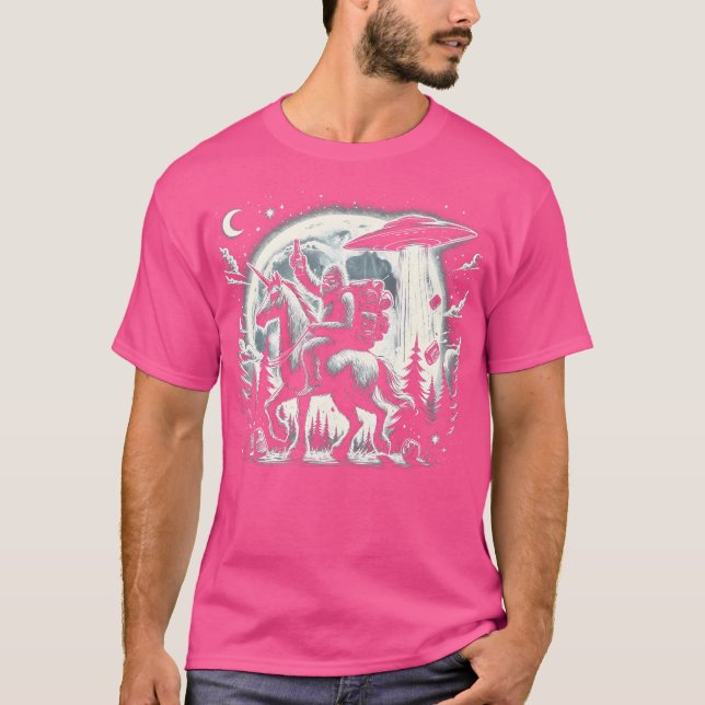 Bigfoot, ein Einhorn, der einen Biermond trinkt, u T-Shirt (Vorderseite)