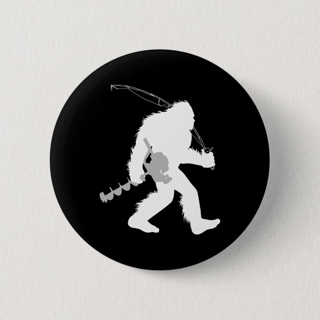 Bigfoot Eis Fishing Yeti Fisherman mit einem Bohre Button (Vorderseite)