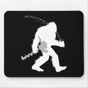 Bigfoot-Eisfischen Yeti-Angler mit Bohren A Mousepad