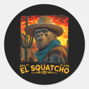 Bigfoot El Squatcho Sasquatch Mexikanischer Cinco Runder Aufkleber
