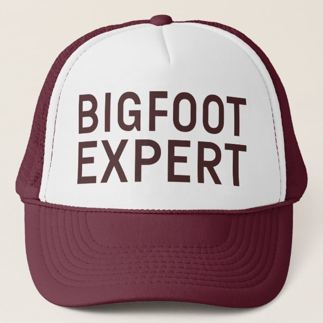 BIGFOOT EXPERT Slogan Hut Truckerkappe (Vorderseite)