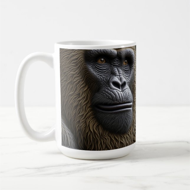 Bigfoot Face Close | Gorilla, Skunk Ape Kaffeetasse (Links)