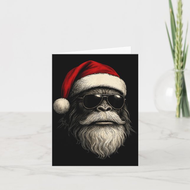 Bigfoot Face Sungles Santa Christmas Funny Xmas Sa Karte (Vorderseite)