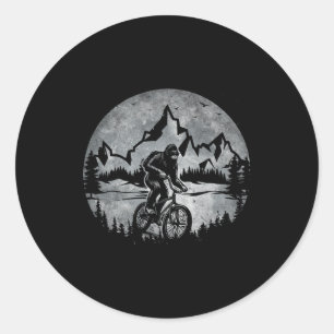 Bigfoot fährt Fahrrad Mountainbiken Mond Bigfoo Runder Aufkleber