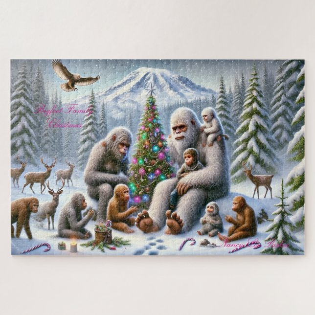 Bigfoot Familie Christmas Mt Rainier Puzzle (Horizontal)