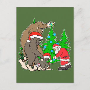 Bigfoot-Familie und Sankt Feiertagspostkarte