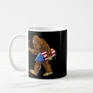 Bigfoot Feuerwerk 4. Juli Männer Sasquatch Amerika Kaffeetasse