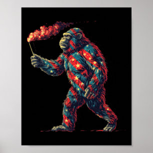 Bigfoot Feuerwerk 4. Juli Männer Sasquatch Amerika Poster