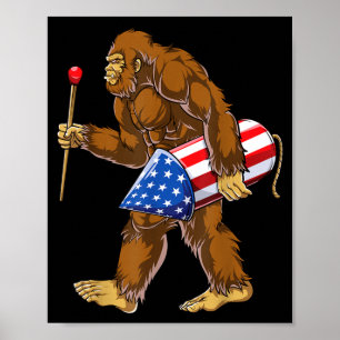 Bigfoot Feuerwerk 4. Juli Männer Sasquatch Poster