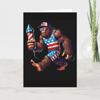 Bigfoot Feuerwerk 4. Juli Männer Sasquatch uns Fla Karte