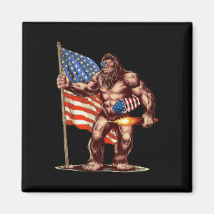 Bigfoot Feuerwerk 4. Juli Sasquatch Amerikanisch U Magnet