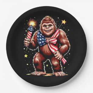 Bigfoot Feuerwerk 4. Juli Sasquatch USA Amerika Pappteller