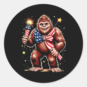 Bigfoot Feuerwerk 4. Juli Sasquatch USA Runder Aufkleber
