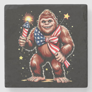 Bigfoot Feuerwerk 4. Juli Sasquatch USA Steinuntersetzer