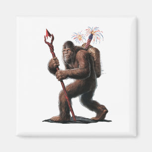 Bigfoot Feuerwerk 4. Juli USA-Flagge Sasquatch Magnet