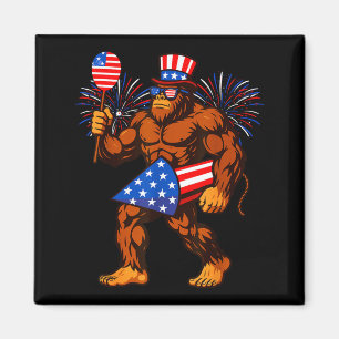 Bigfoot Feuerwerk Amerikanische Flagge Bigfoot 4. Magnet