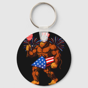 Bigfoot Feuerwerk Amerikanische Flagge Bigfoot 4. Schlüsselanhänger