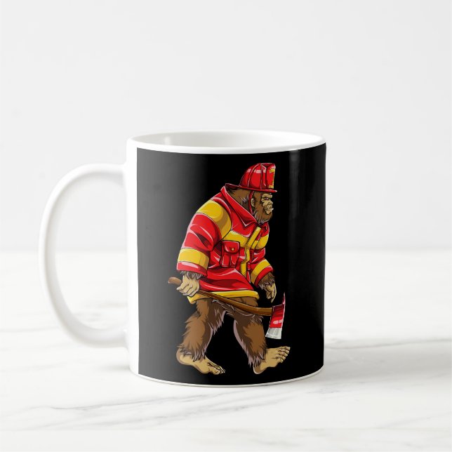 Bigfoot Firefighter Thin Red Line Sasquatch Kaffeetasse (Links)