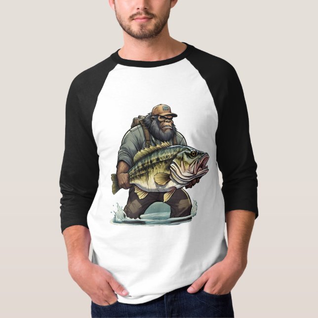 Bigfoot Fischen Bass Fisch Sasquatch yeti Fischer T-Shirt (Vorderseite)