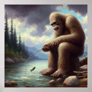 Bigfoot Fischen Poster