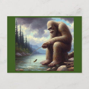 Bigfoot Fischen Postkarte