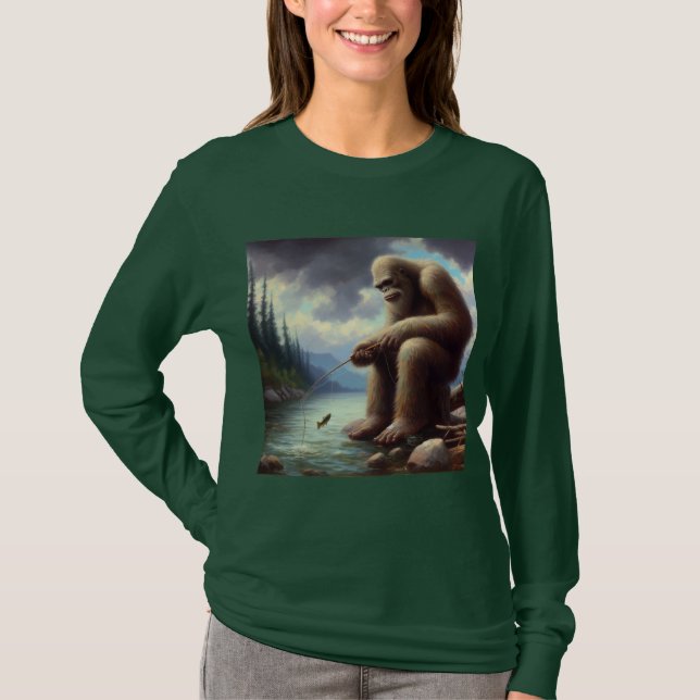 Bigfoot Fischen T-Shirt (Vorderseite)