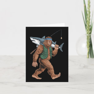 Bigfoot-Fischer-Shirt - Lustiger Sasquatch mit Hai Karte