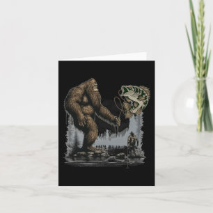 Bigfoot Fishing Funny Sasquatch Fisch Karte