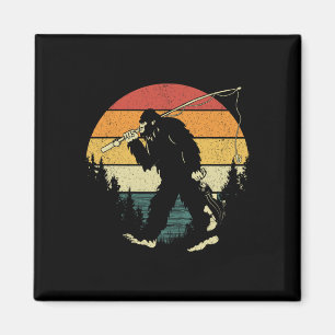 Bigfoot Fishing Funny Sasquatch Fisch Sunset 80er Magnet
