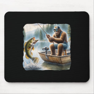 Bigfoot Fishing Funny Sasquatch Summer B Fisherman Mousepad