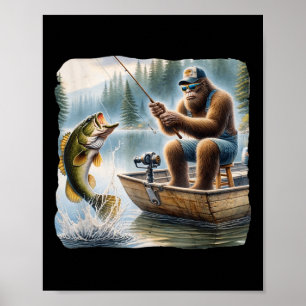 Bigfoot Fishing Funny Sasquatch Summer B Fisherman Poster