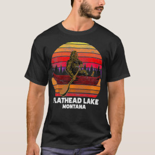 Bigfoot fishing lake canoeing Flathead Lake  T-Shirt