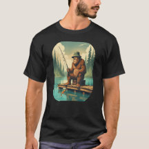 Bigfoot Fishing Sasquatch Distressed