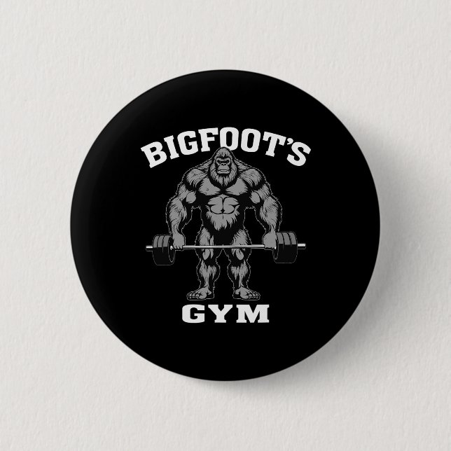 Bigfoot Fitnessstudio Lustiger Sasquatch Bodybuild Button (Vorderseite)
