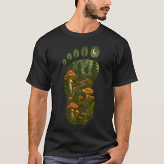Bigfoot Foot Print Forest Nature Mushroom Sasquatc T-Shirt