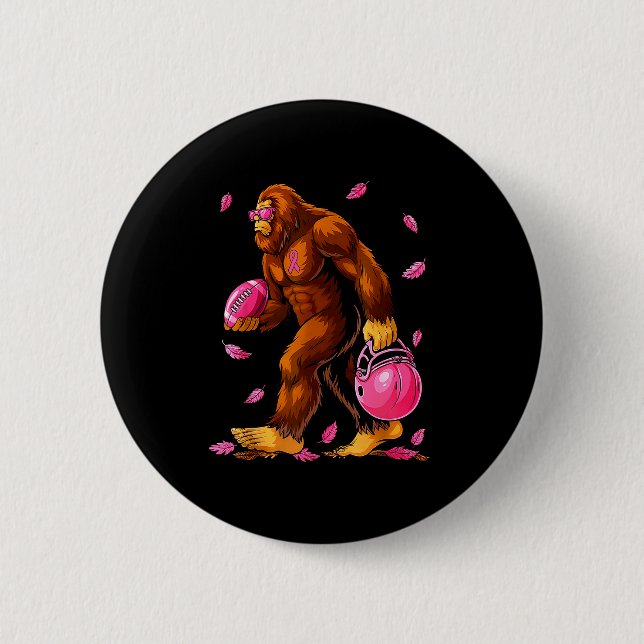 Bigfoot Football Nk Ribbon Breast Cancer Awareness Button (Vorderseite)