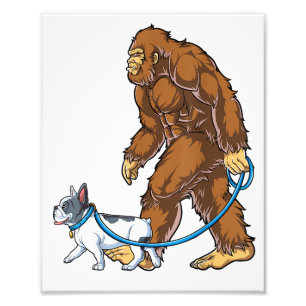 Bigfoot French Bulldog Dog Walk Funny Sasquatch Fotodruck