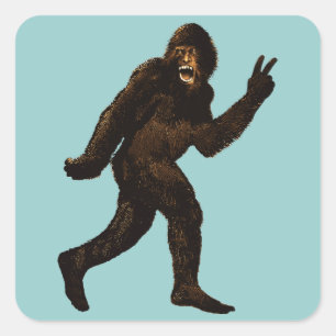 Bigfoot-Friedenszeichen Quadratischer Aufkleber