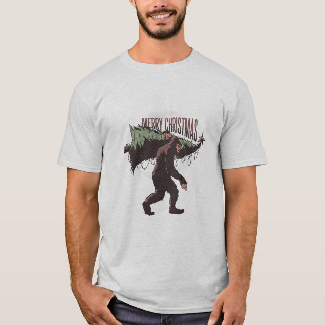 Bigfoot Frohe Weihnachten T-Shirt (Vorderseite)